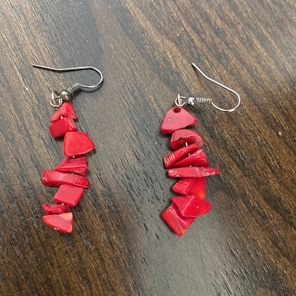 Turquoise and coral necklace bracelet and earrings set - Picture 4 of 5